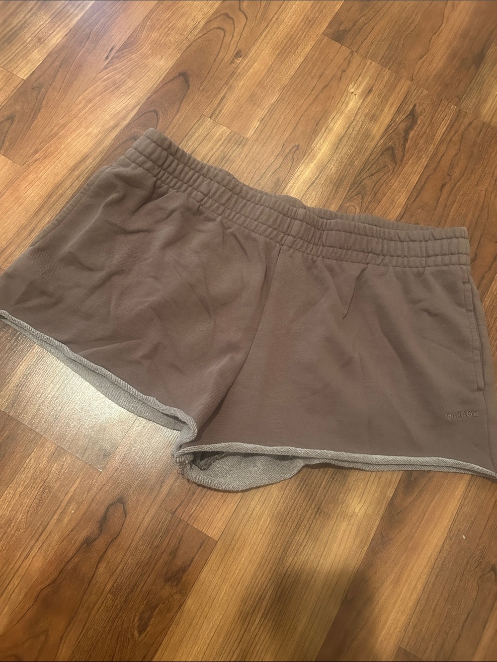 Brown Elastic-Waist Shorts